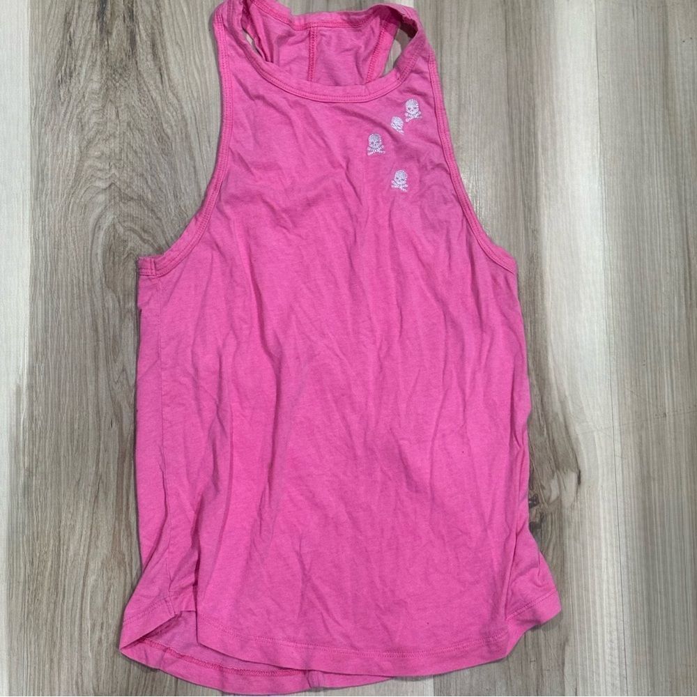 Soulcycle Pink Embroidered Skull Tank Top Women’s Small